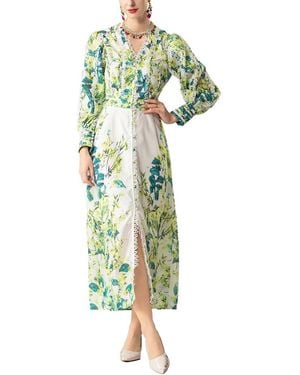 BURRYCO Long Sleeve Printed Maxi Dress - Green
