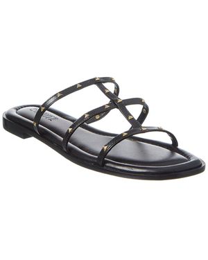 SCHUTZ SHOES Lydia Flat Leather Sandal - Black