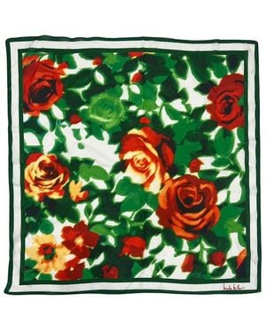 Nicole Miller Satin Floral Square Scarf - Green