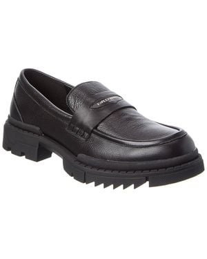 Karl Lagerfeld Grained Leather Penny Loafer - Black