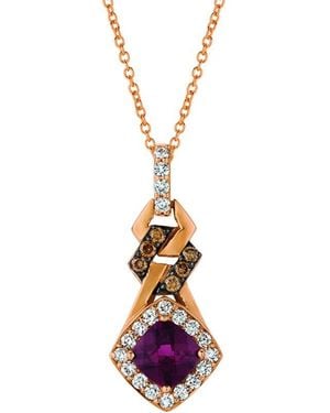 Le Vian 14K Rose 1.27 Ct. Tw. Diamond & Rhodolite Pendant - White