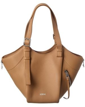 Loewe Hammock Flip Leather Tote - Brown