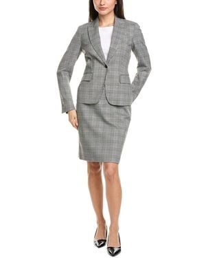 Anne Klein 2pc Jacket & Skirt Set - Gray