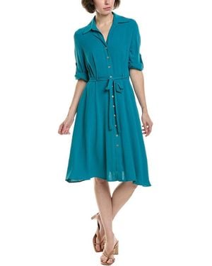 Sharagano Tie Waist Shirtdress - Blue