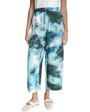 DKNY Pull On Printed Linen Pant - Blue