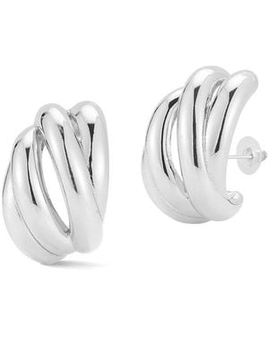 Glaze Jewelry Plated Sculptural Statement Stud Earrings - White