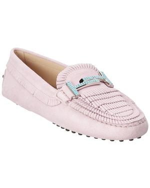 Tod's Double T Gommino Suede Driving Shoe - Pink