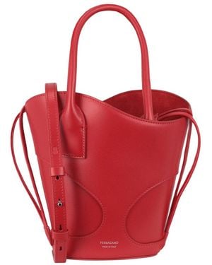 Ferragamo Cut-Out Leather Mini Tote Bag - Red