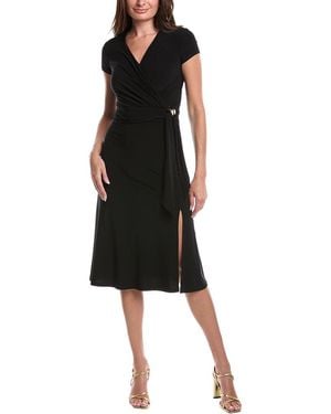 Joseph Ribkoff Tie Side Faux Wrap Dress - Black