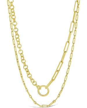 Sterling Forever 14k Plated Sloane Layered Chain Necklace - Metallic