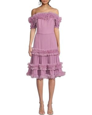 Shani Off-The-Shoulder Midi Dress - Pink