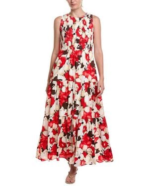 Anne Klein Smocked Bodice Tiered Maxi Dress