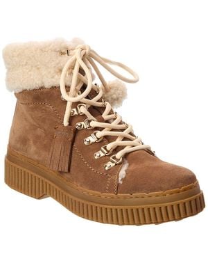 Tod's Suede & Shearling Boot - Brown