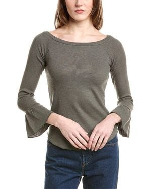 Chaser Brand Love Rib Off Shoulder Raglan Top - Grey