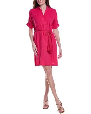 NIC+ZOE Rumba Linen-Blend Mini Dress - Pink