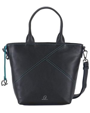 Mywalit Leather Grab Handle Bag With Strap - Black