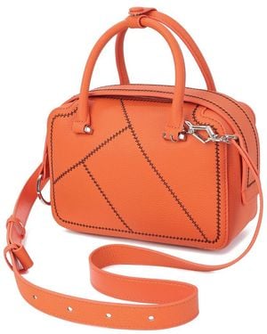 Tiffany & Fred Paris Pebbled Leather Stitched Satchel - Orange