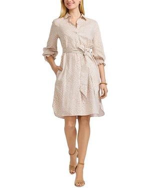 Foxcroft Abby Giraffe Linen-Blend Shirtdress - Natural