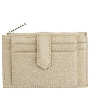 ROYCE New York New York Leather Zippered Compact Card Case Wallet - Natural