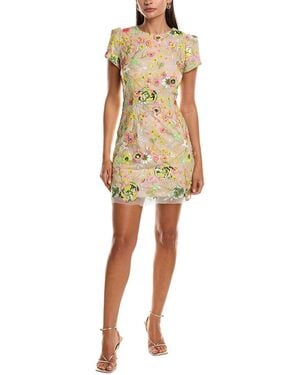 MILLY Kyla Botanical Petals Sequin Mini Dress - Yellow
