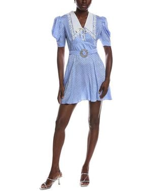 Miu Miu Polka Dot Silk Jacquard Mini Dress - Blue