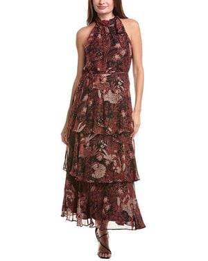 Julia Jordan Halter Tiered Maxi Dress - Brown