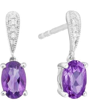 Diamond Select Cuts 14k 0.78 Ct. Tw. Diamond & Amethyst Earrings - Purple