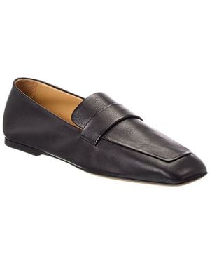 The Row Square Leather Loafer - Black