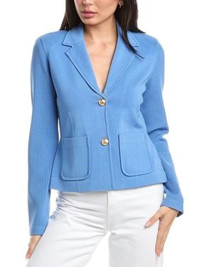 St. John Fitted Knit Jacket - Blue