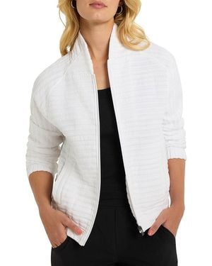 NIC+ZOE Nic + Zoe Textured Stripe Zip Front Jacket - White