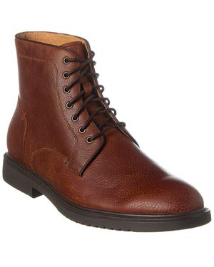 Brass Mark Plain Toe Leather Boot - Brown