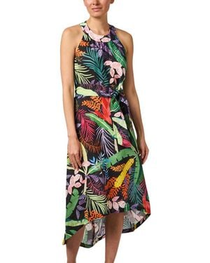 120% Lino Halter Linen Midi Dress - Green