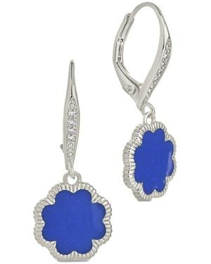 Sterling Forever Rose Petal Short Drop Earrings - Blue