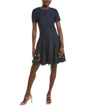 Oscar de la Renta Silk-Lined Wool-Blend A-Line Dress - Blue