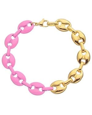 Juvell 18k Plated Enamel Puffed Mariner Bracelet - Pink