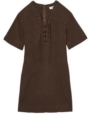 Reiss Tia Lace Up Shift Dress - Brown