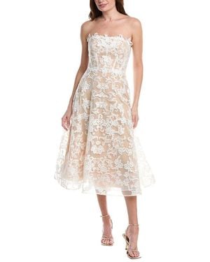 Marchesa Strapless Corded Midi Dress - Natural