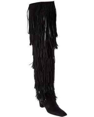 Roger Vivier Suede Thigh-High Boot - Black