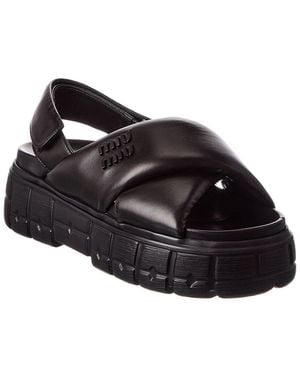 Miu Miu Leather Platform Sandal - Black