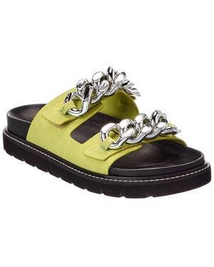 Tory Burch Adrien Two Band Leather Slide Sandal - Green