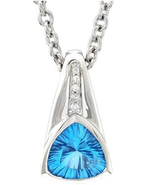 Gemstones 4.19 Ct. Tw. Diamond & Topaz Pendant Necklace - Blue
