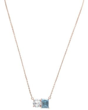 Suzy Levian Rose Gold Over Silver 5.00 Ct. Tw. Gemstone Toi Et Moi Necklace - Metallic