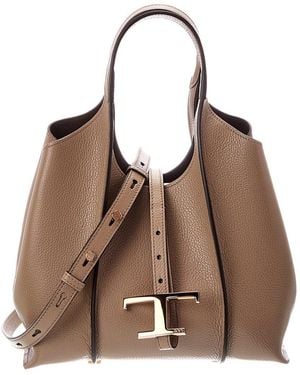 Tod's T Timeless Mini Leather Tote - Brown