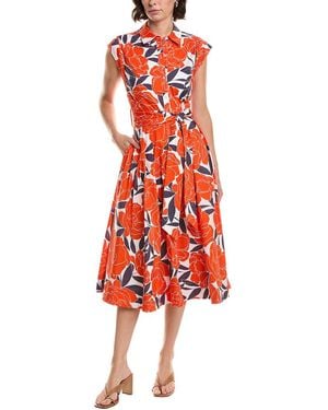 MILLY Jules Floral Poplin Dress - Red