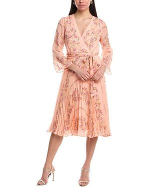 Maison Tara Pleated Midi Dress - Pink