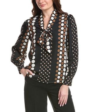 Tahari Bow Neck Tie Blouse - Black