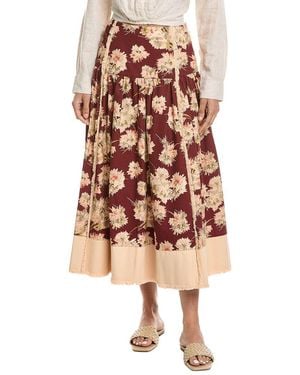 Cinq À Sept Mae Bouquet Aura Skirt - Red