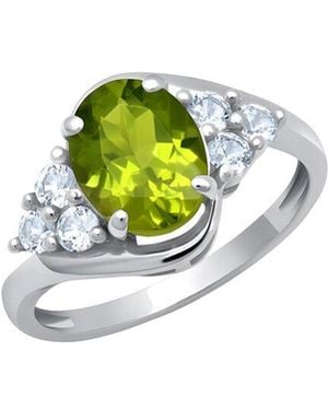 MaxColor 10K 1.60 Ct. Tw. Peridot Halo Ring - Multicolour