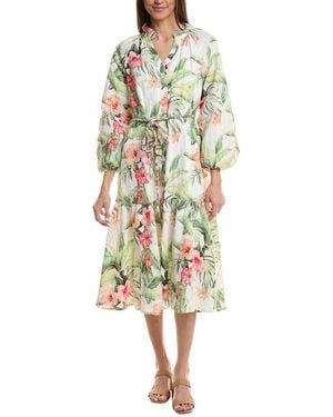 Tommy Bahama Daybreak Hibiscus Linen Midi Dress - White