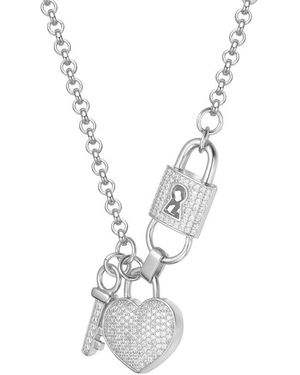 Rachel Glauber Diamond Cz Chain Necklace - White